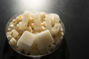 Jelly ice cubes in a bowl