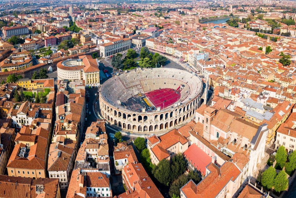 Verona,Arena,Aerial,Panoramic,View.,Arena,Is,A,Roman,Amphitheatre The