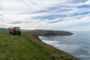 Farm tractor next to the sea