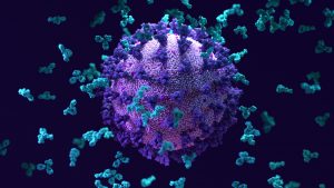 HIV being invaded by immune cells.