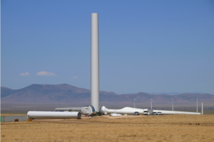 Assembly of giant wind turbine in Utah