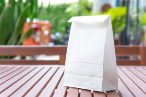 doggy bag with leftovers at restaurant